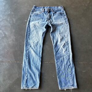 Levis 505 Regular Fit Straight Leg Blue Denim Jeans Mens 34x32